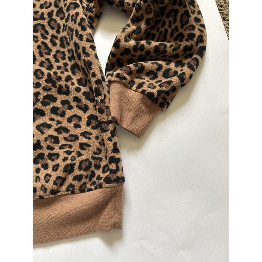 Nike Leopard Print Sweatshirt Women Small Brown Crewneck Fleece Pullover - Picture 7 of 12